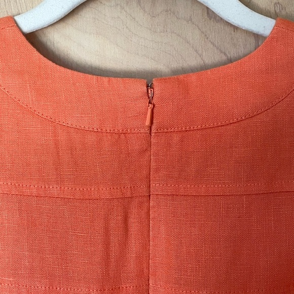 J. PETERMAN Linen Midi Dress Orange Sleeveless Retro Women's Sz 0 XS - Picture 9 of 15